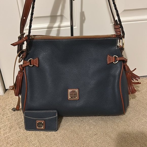 Dooney & Bourke Navy Pebbled Leather Shoulder Bag and Card Case - Picture 14 of 14